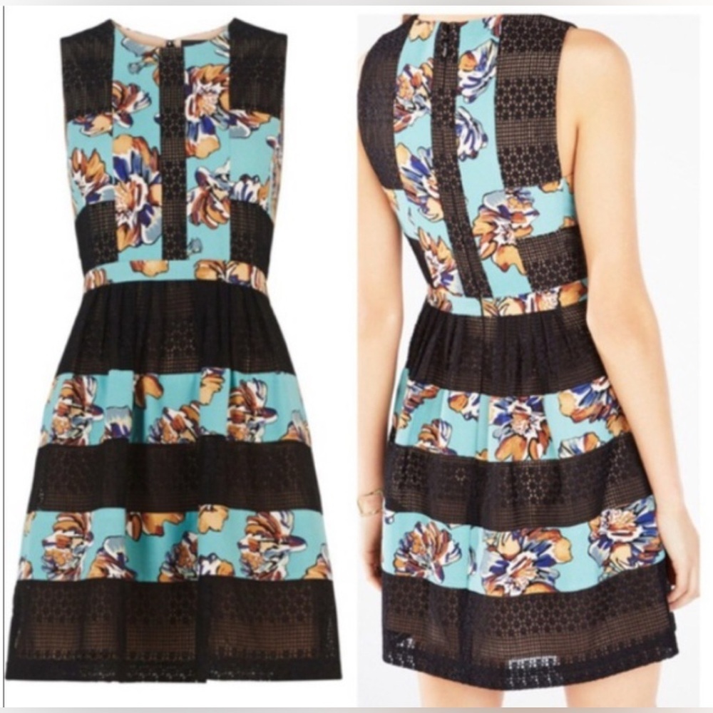 BCBGMaxAzria Black and light blue Lace Dress size size 6